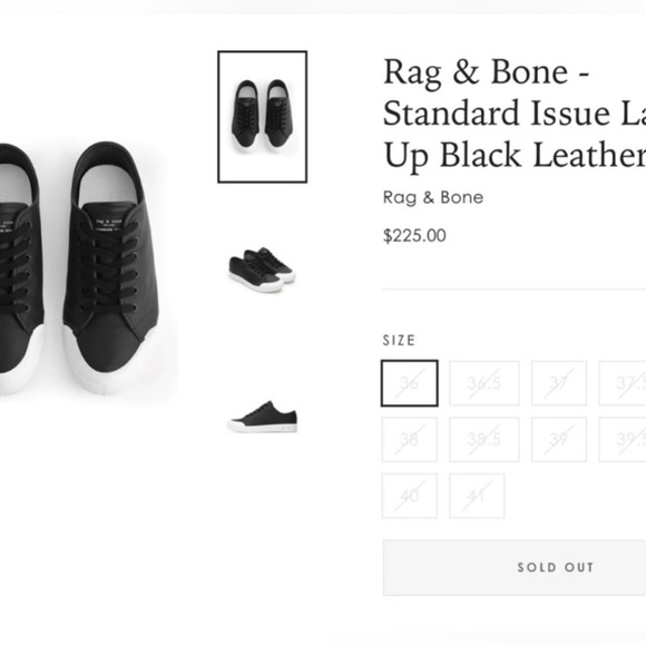 Rag & Bone Standard Issue Black Leather Lace Up Sneakers Size 10 - Picture 13 of 13